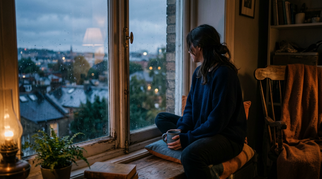 Osoba w zamyśleniu przy oknie — lęk i depresja, pomoc psychologa